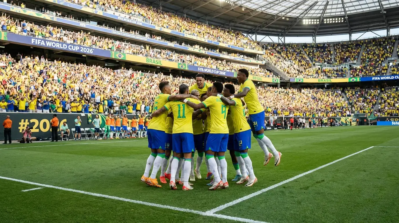 Vinícius Júnior og det brasilianske landshold Seleção på fodboldbanen