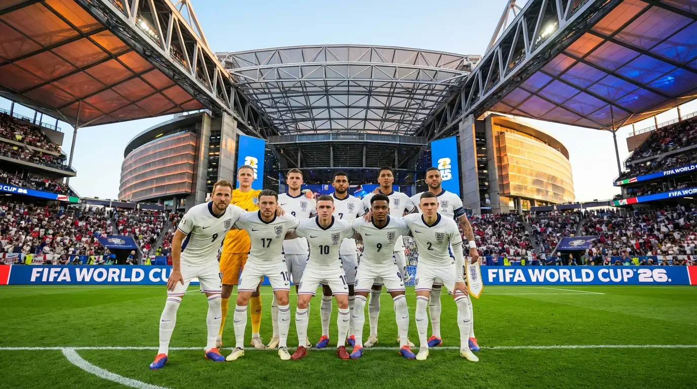 Jude Bellingham og det engelske landshold Three Lions på fodboldbanen