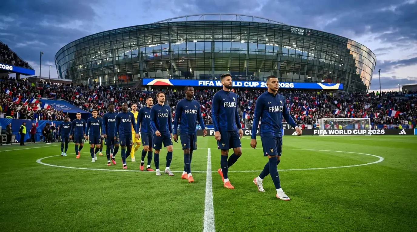 Kylian Mbappé og det franske landshold Les Bleus på fodboldbanen